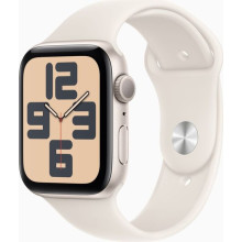 Apple Watch SE 44mm 2024 Aluminium Starlight avec Sport Strap Starlight S/M MXEU3